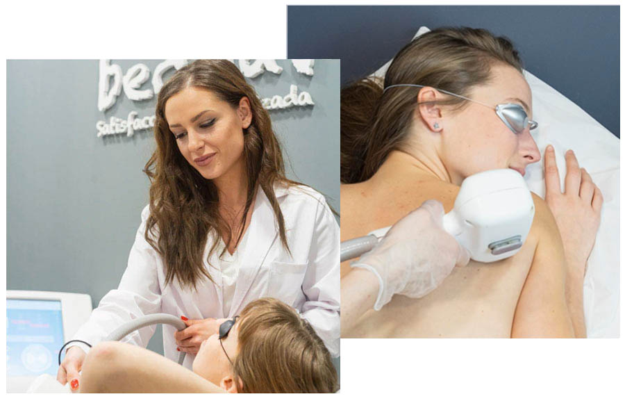 profesional haciendo depilacion laser