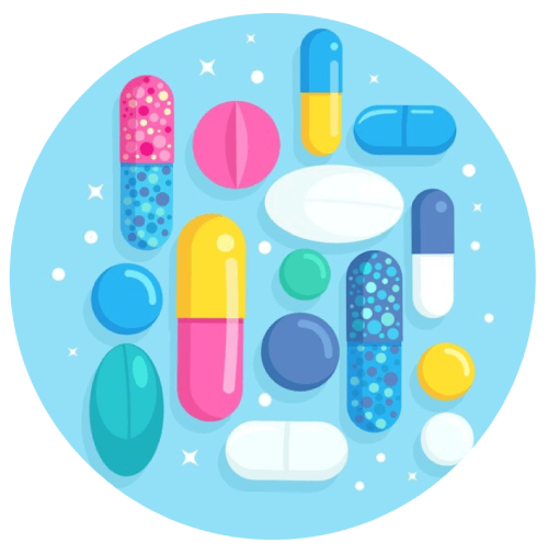 medicamentos de colores