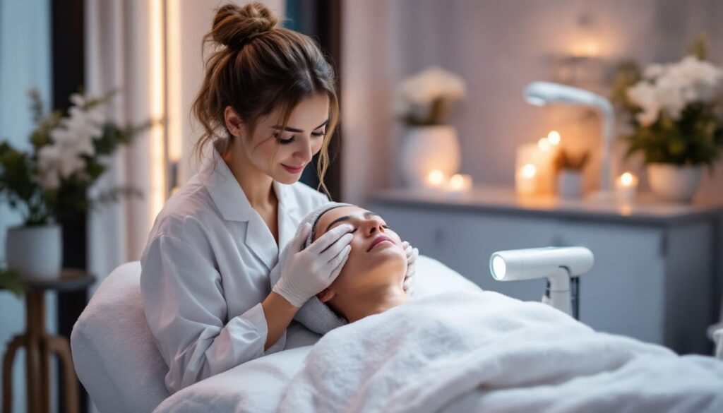 mujer en consulta estetica con especialista