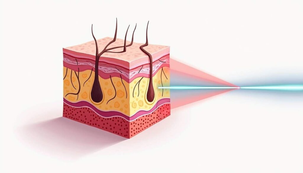 ilustracion foliculos piel depilacion laser efecto
