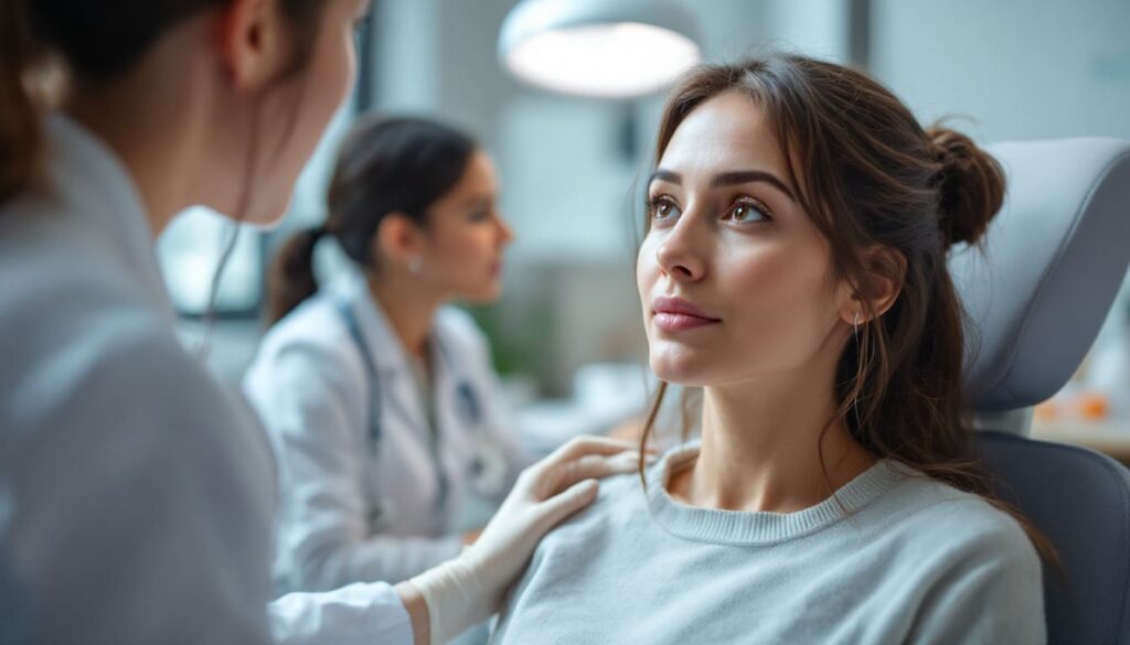 paciente mujer consulta medica seriedad confianza doctora