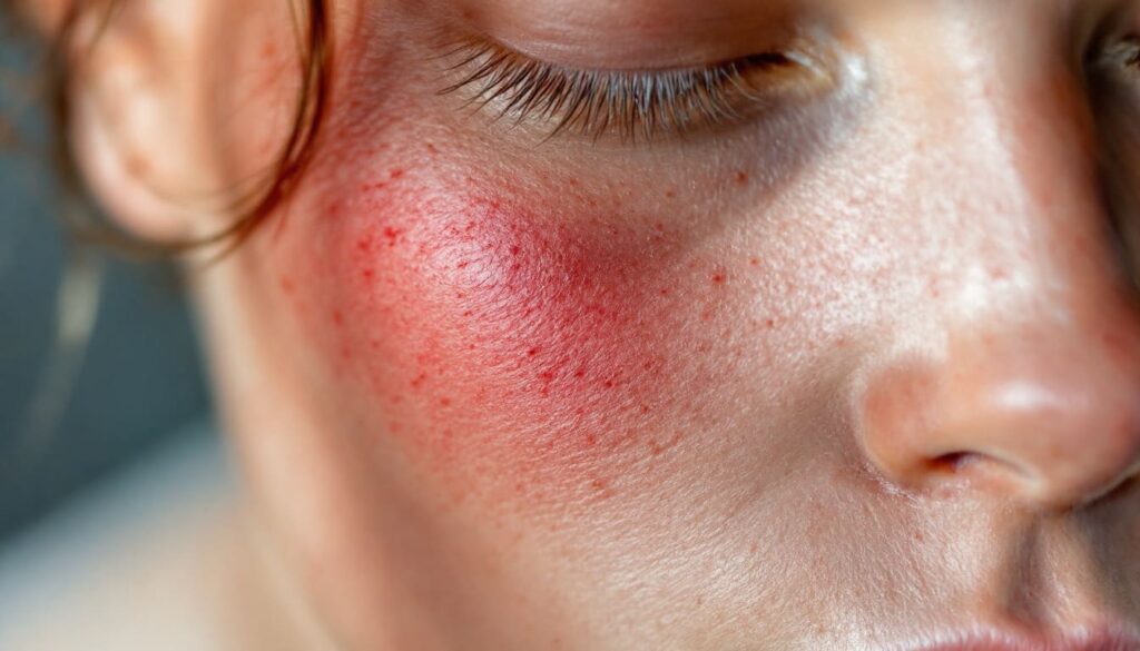 rosacea piel roja zona mejilla enfermedad cutanea